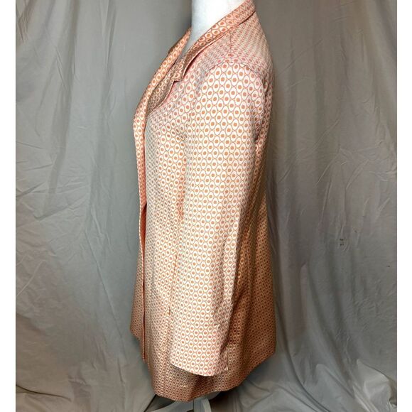 Cinzia Rocca Salmon Pink Luxury Monogram Button Down Trench Coach Jacket Womens - Picture 7 of 11